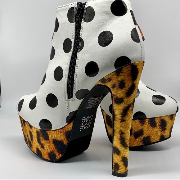 Iron Fist  Women’s Lolita Polka Dot Platform Heels Size 7 Retro Pinup Goth Style - Picture 3 of 7